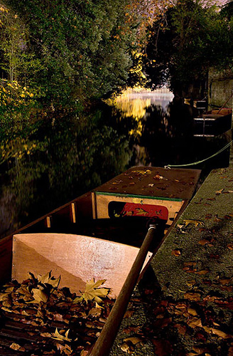 punts within Darwin College at Cambridge University in England