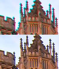 chromatic aberration removal before and after