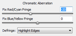 chromatic aberrations correction sliders in photoshop