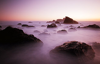 longa exposição da paisagem marítima com um filtro ND