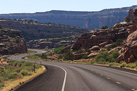 with a polarizer - unreflective road, lower contrast