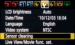 sensor cleaning - LCD menu