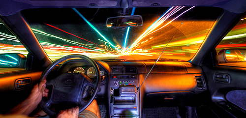 using a slow shutter speed inside a moving car