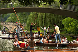 crowded punters on the River Cam